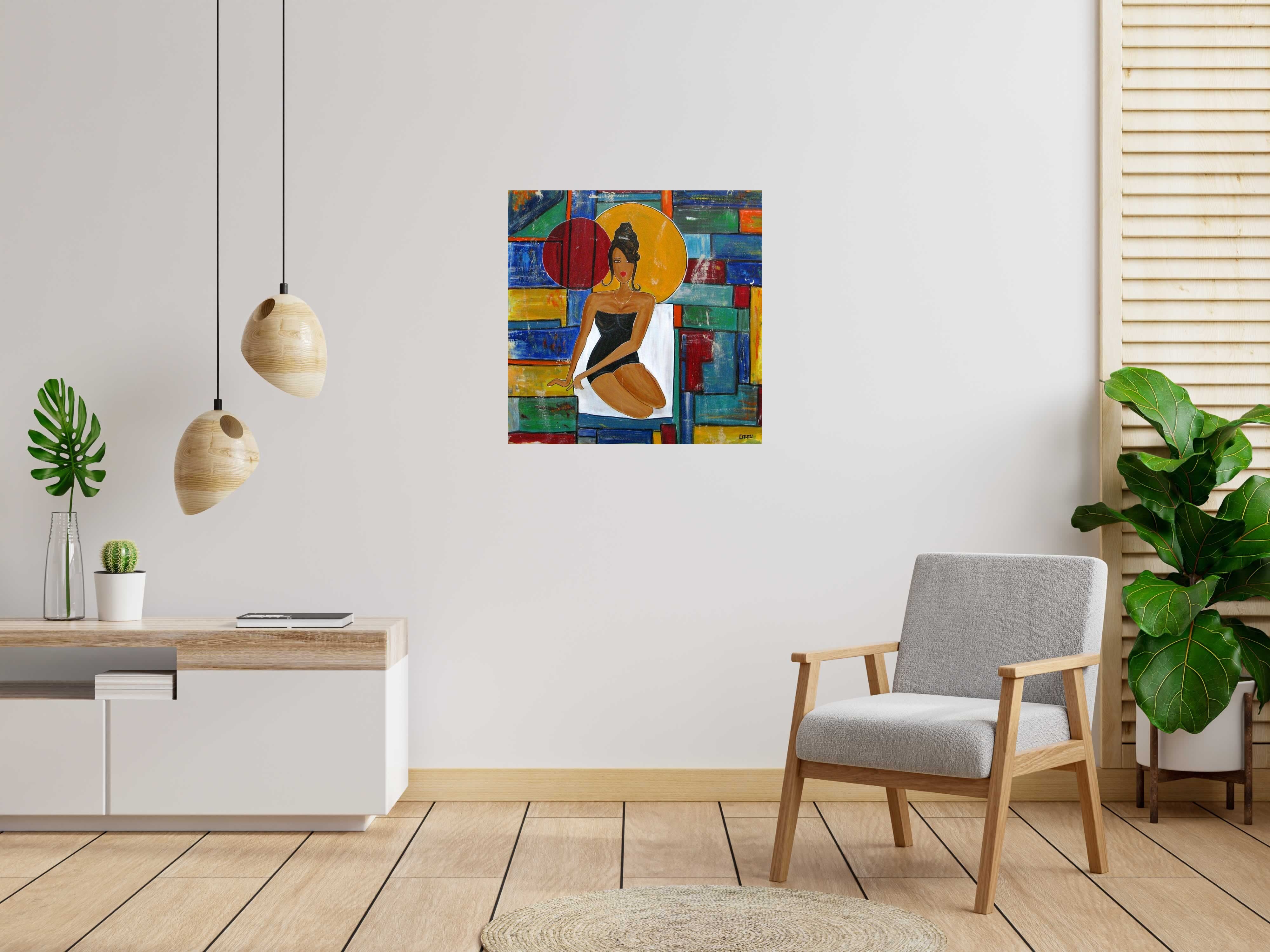 Peinture PAUSE de CACOU dans un intérieur – 80 × 80 cm