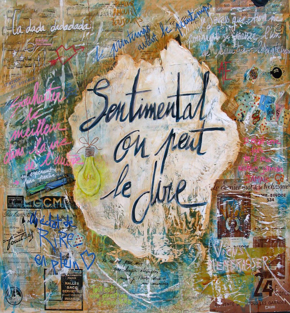 Peinture graphique grande taille Sentimental – CACOU – 100 × 100 cm