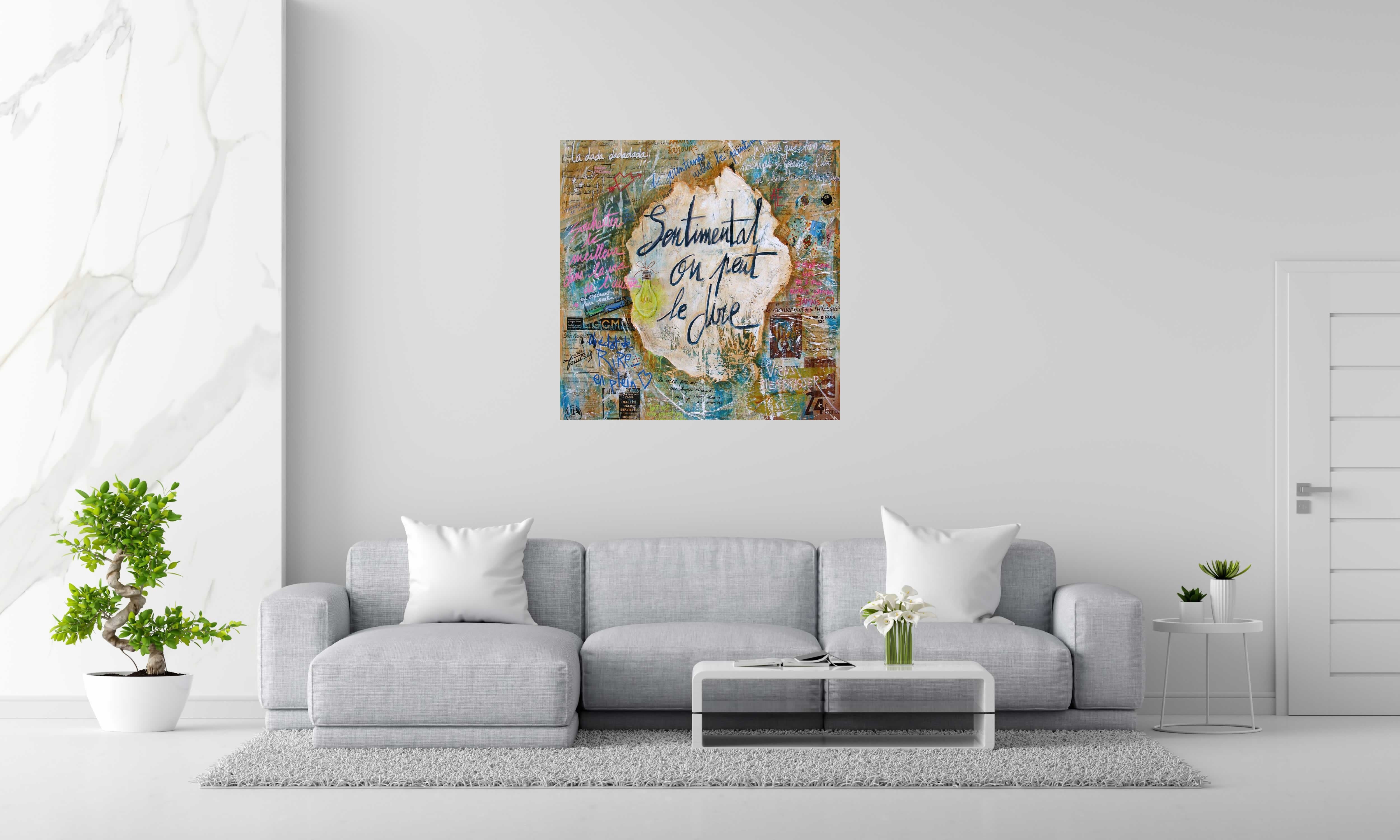 Peinture Sentimental de CACOU dans un intérieur – 100 × 100 cm
