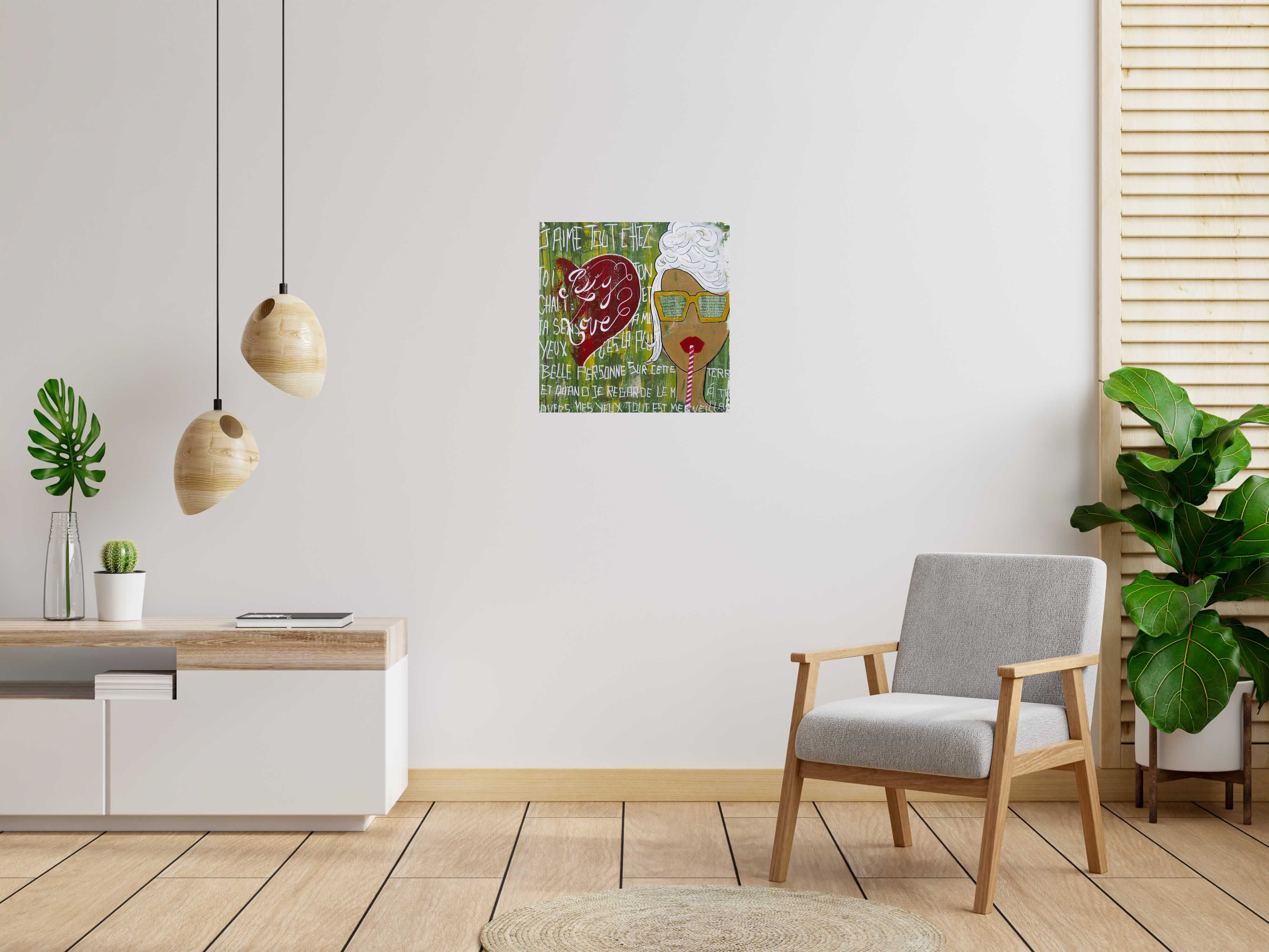 Peinture BIG LOVE de CACOU dans un intérieur – 60 × 60 cm