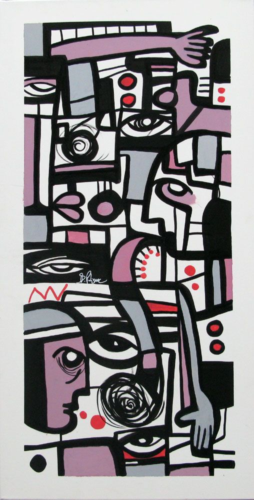 Peinture graphique moyen format Session n°3 – Daniel De POLIGNAC – 50 × 100 cm
