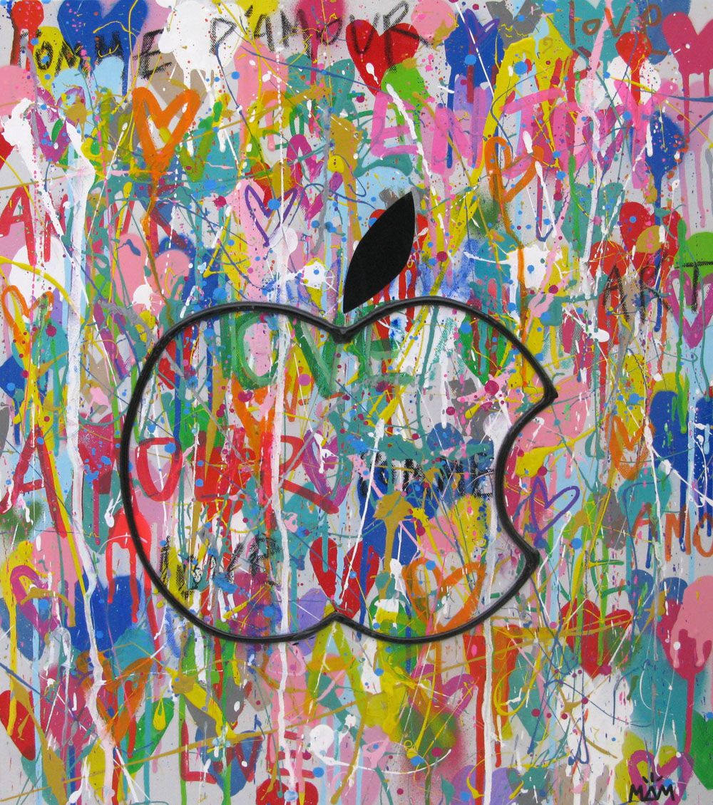 Peinture graphique moyen format POMME D'AMOUR – MAM – 60 × 50 cm