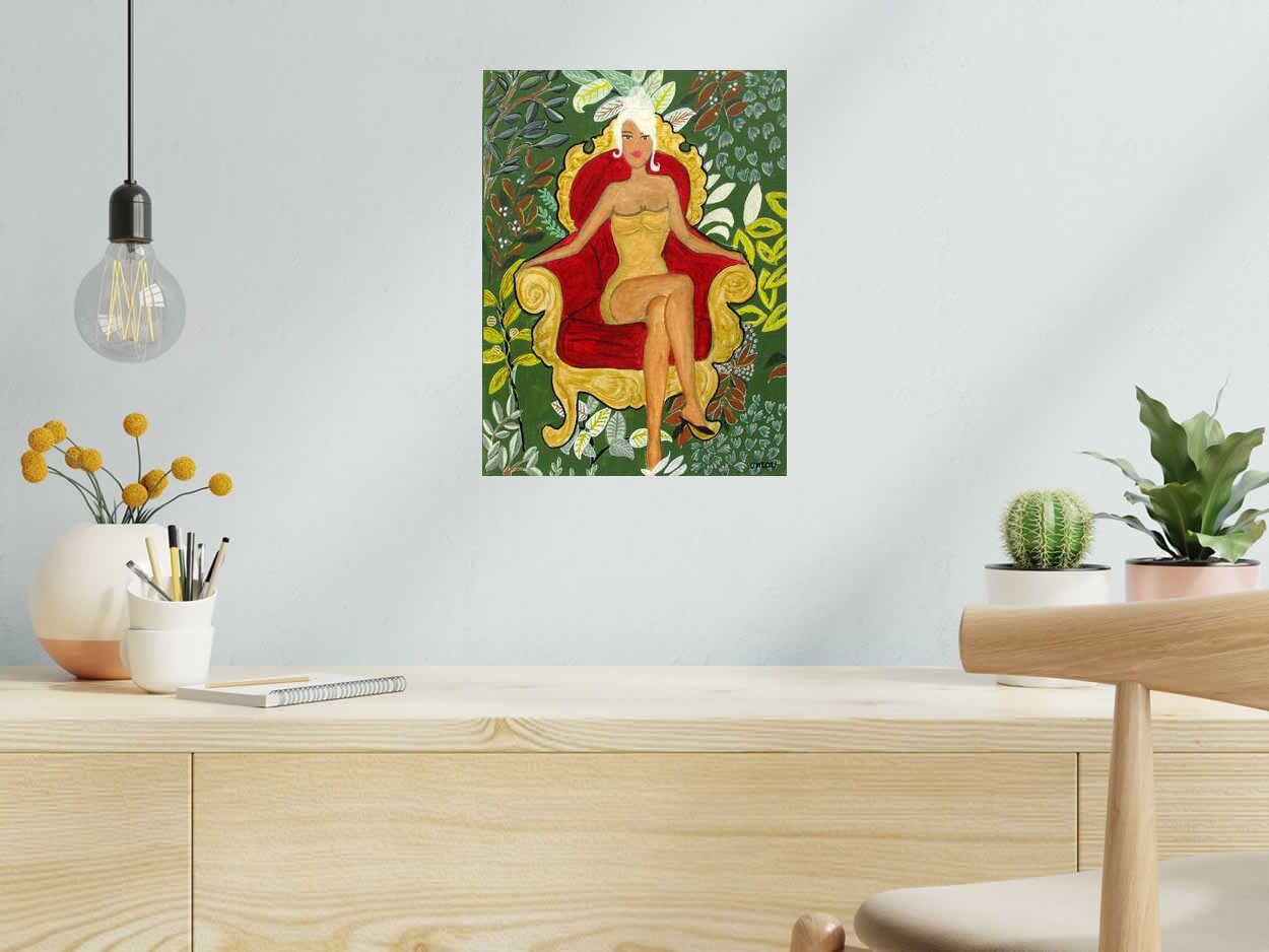 Peinture Ma Demoiselle de CACOU dans un intérieur – 30 × 40 cm