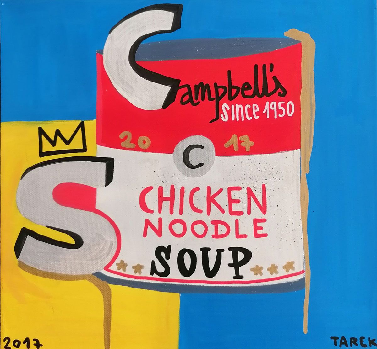 Peinture graphique petit format CAMPBELL'S CHICKEN – TAREK – 30 × 30 cm
