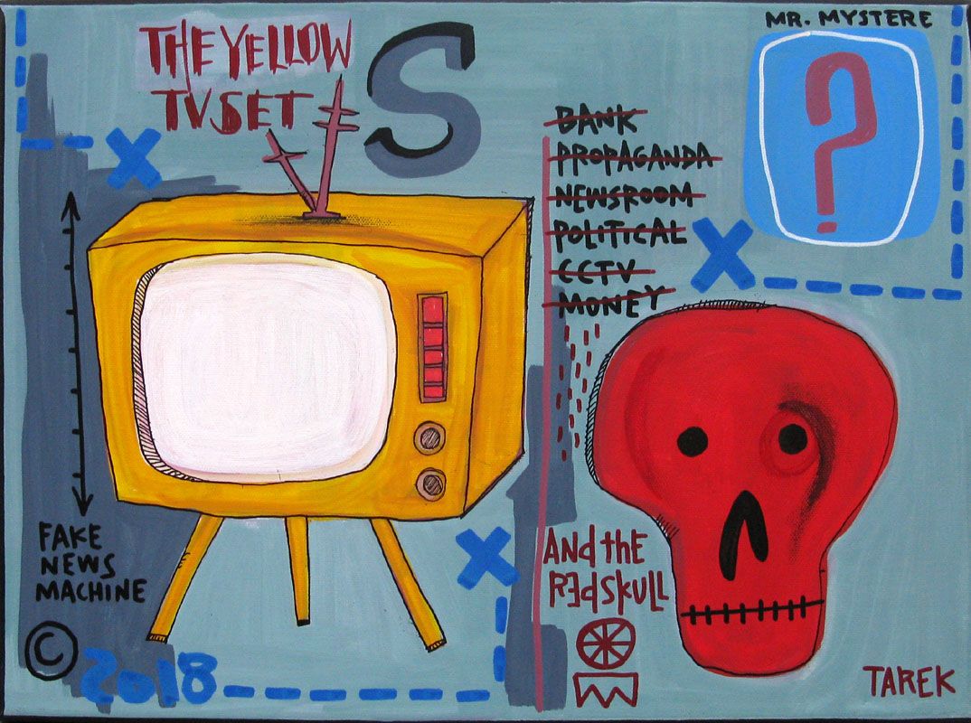 Peinture graphique petit format The Yellow TV Set – TAREK – 45 × 32 cm