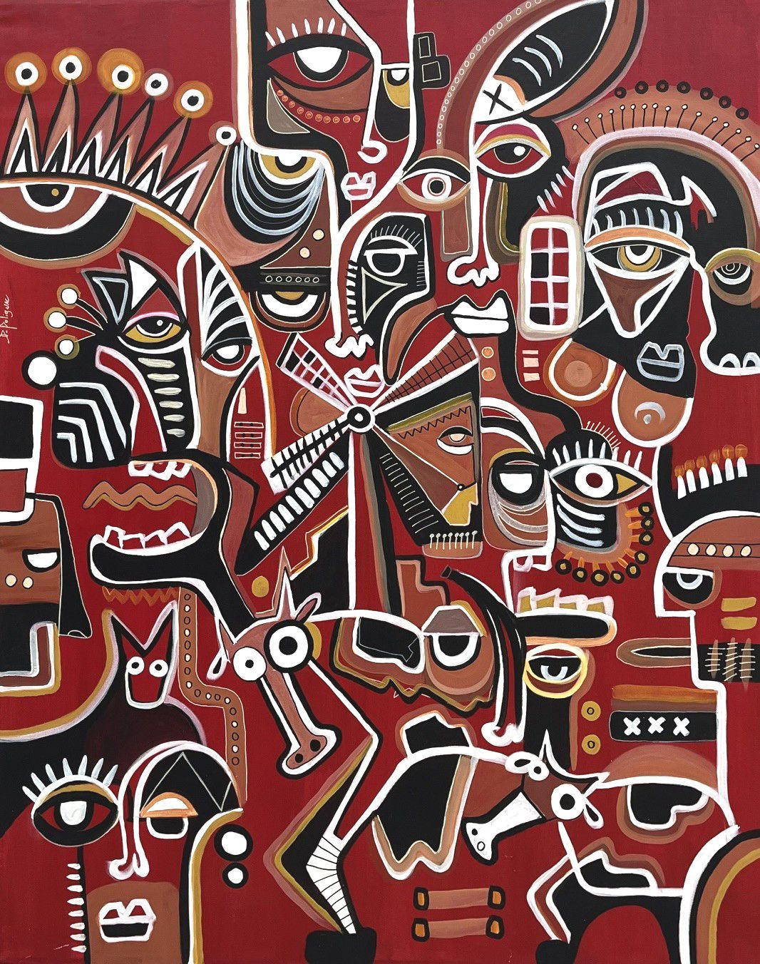 Peinture graphique très grand format Leiden – Daniel De POLIGNAC – 120 × 150 cm