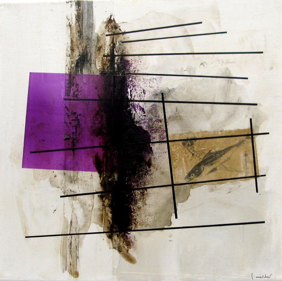 Peinture mer petit format beige UNDER WATER – LUDOVIC MERCHER – 30 × 30 cm