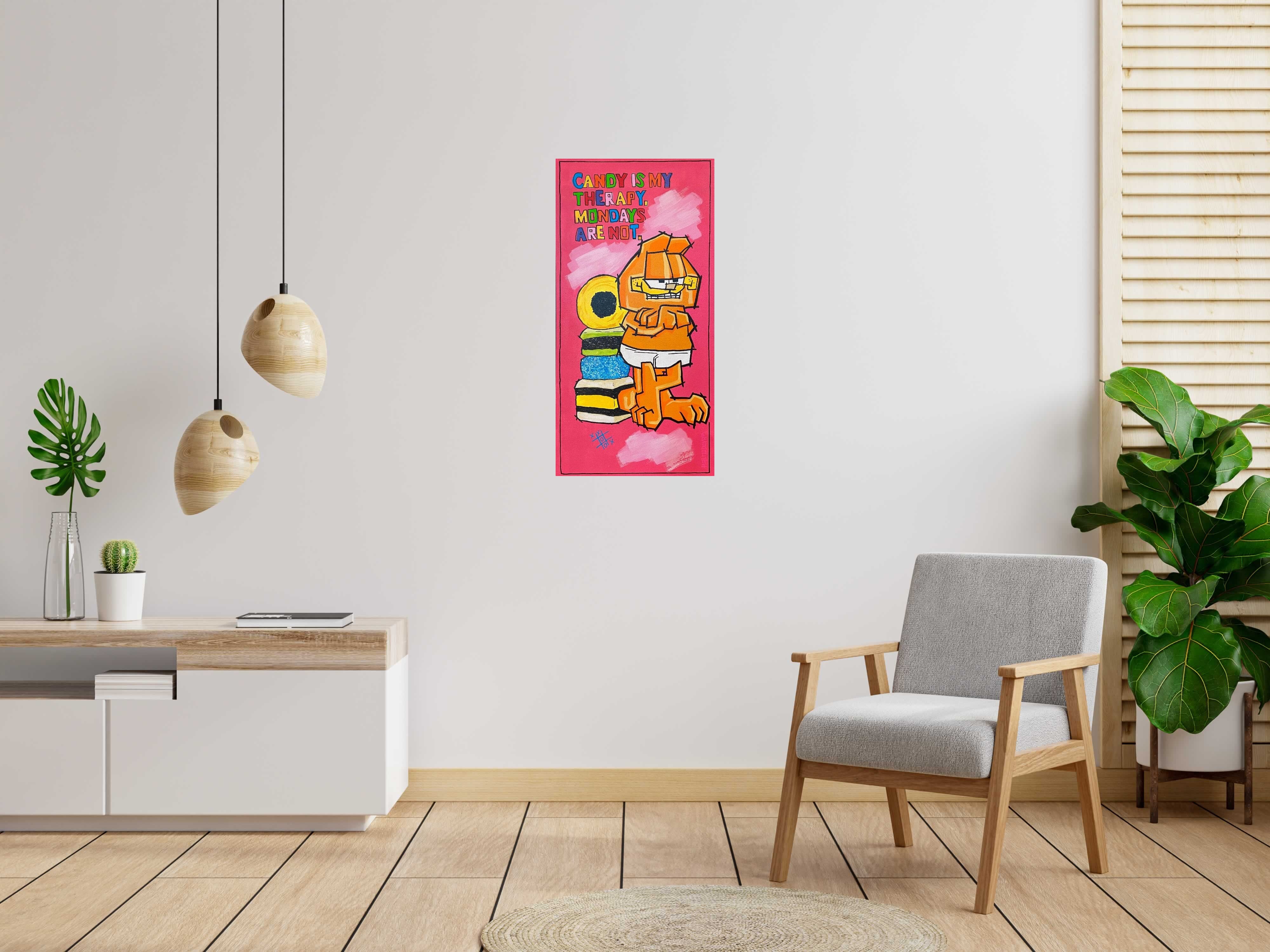 Peinture Garfield de Patrice ALMODOVAR dans un intérieur – 50 × 100 cm