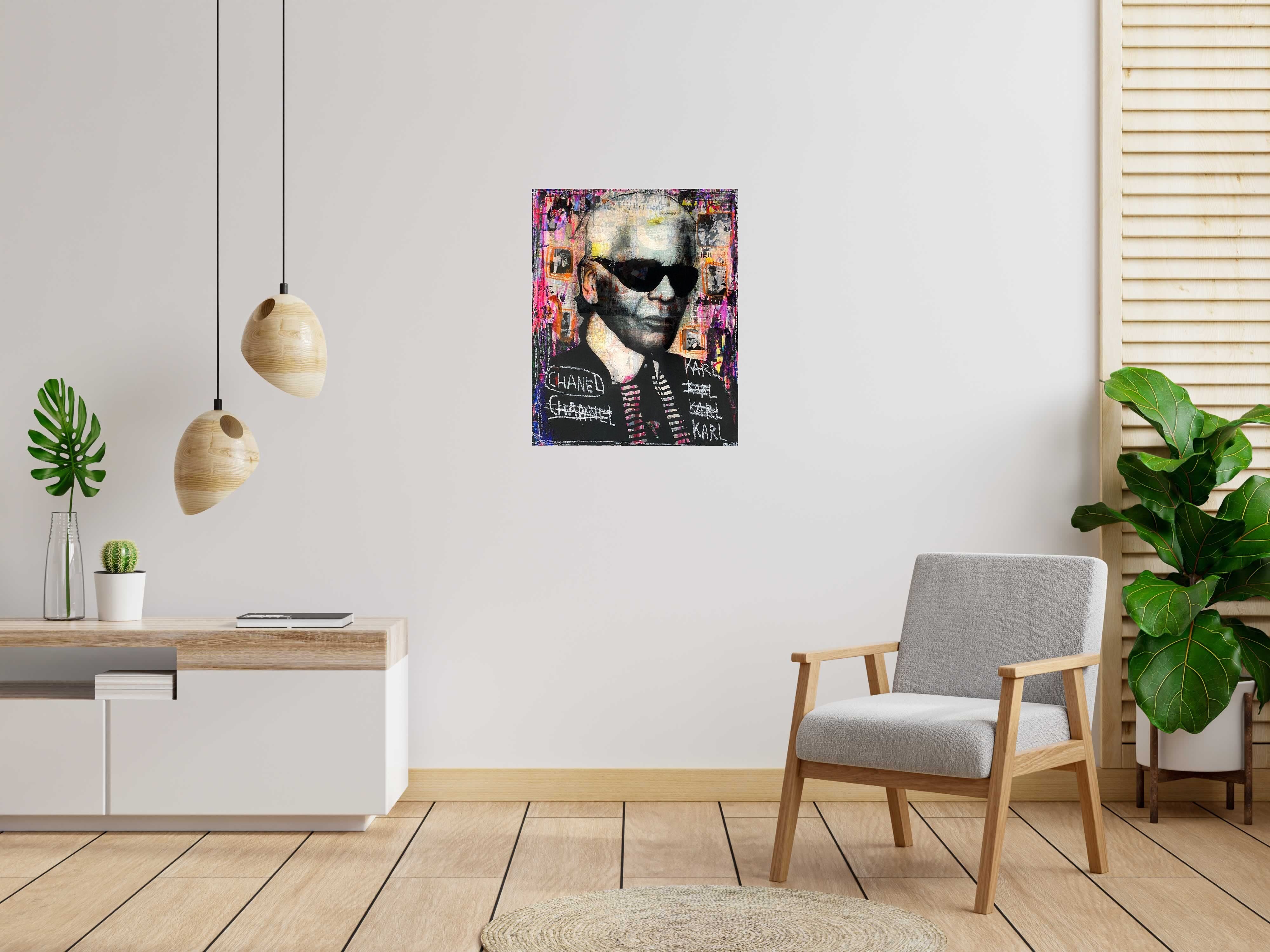 Peinture Karl and Chanel de THIERRY RASINE dans un intérieur – 65 × 81 cm