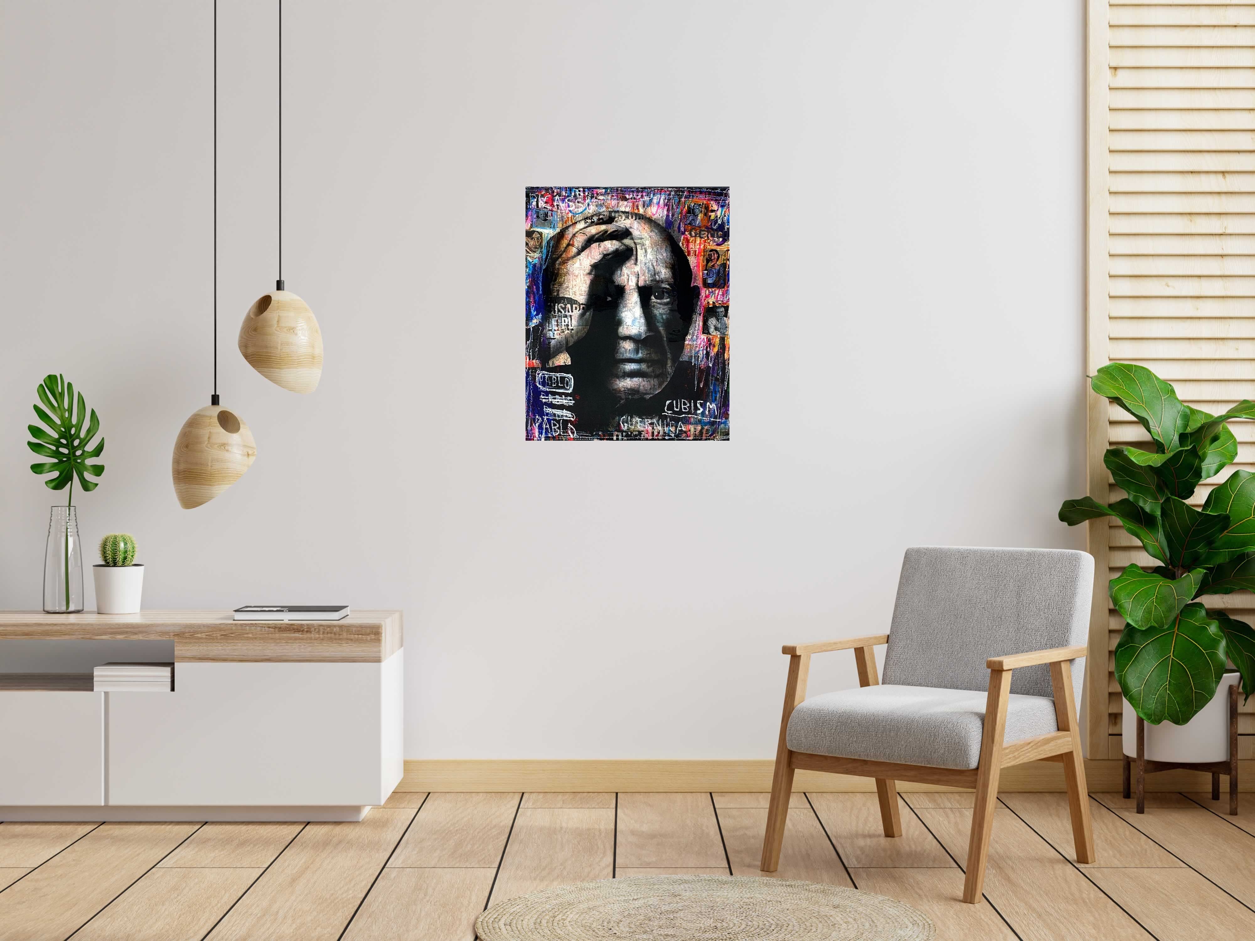 Peinture Pablo Cubism de THIERRY RASINE dans un intérieur – 65 × 81 cm