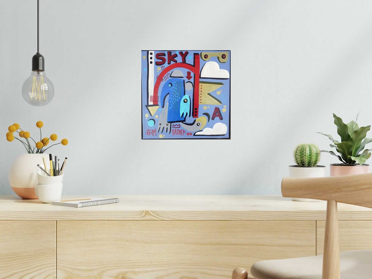 Peinture SKY de TAREK dans un intérieur – 30 × 30 cm