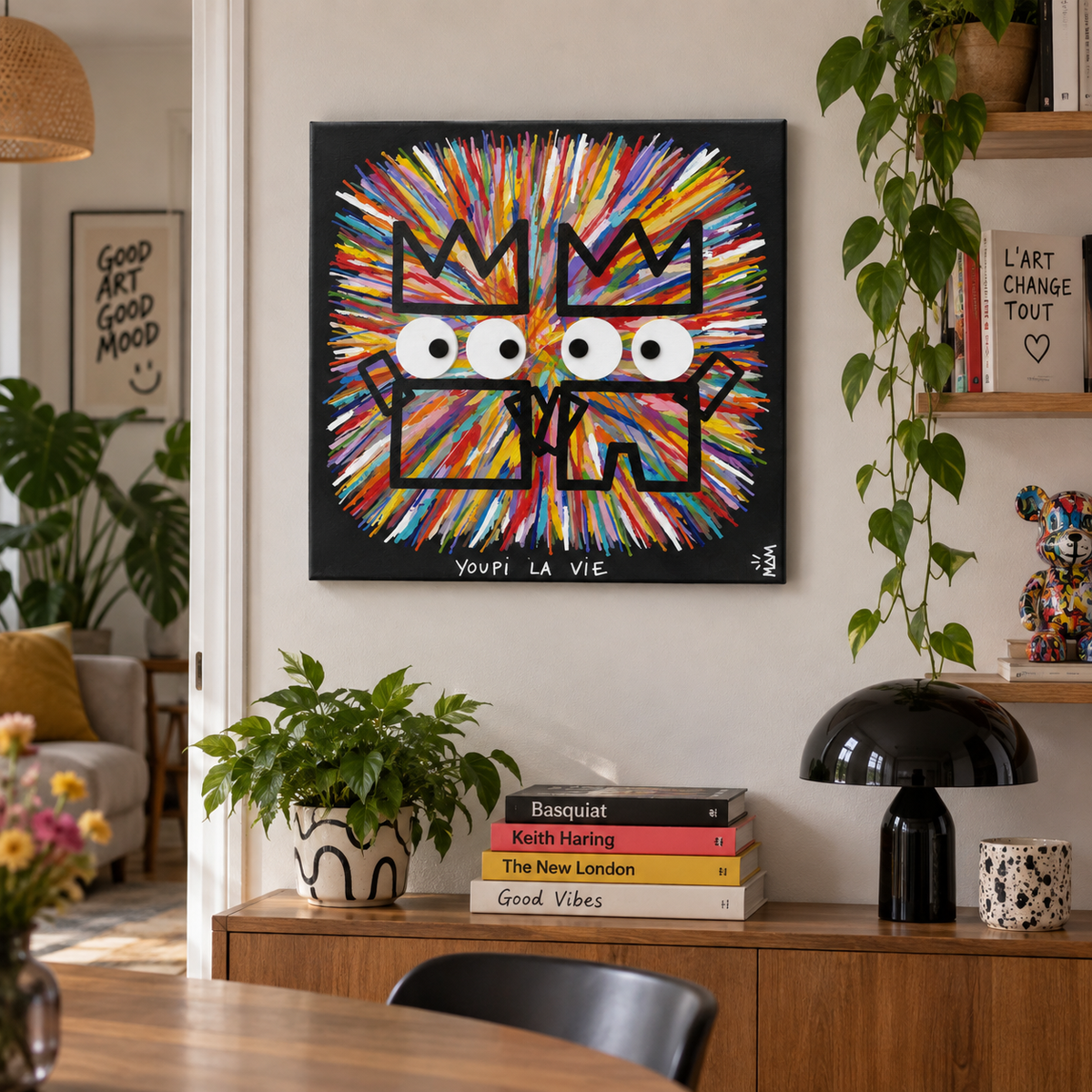 Peinture Youpi la Vie de MAM dans un intérieur – 40 × 40 cm