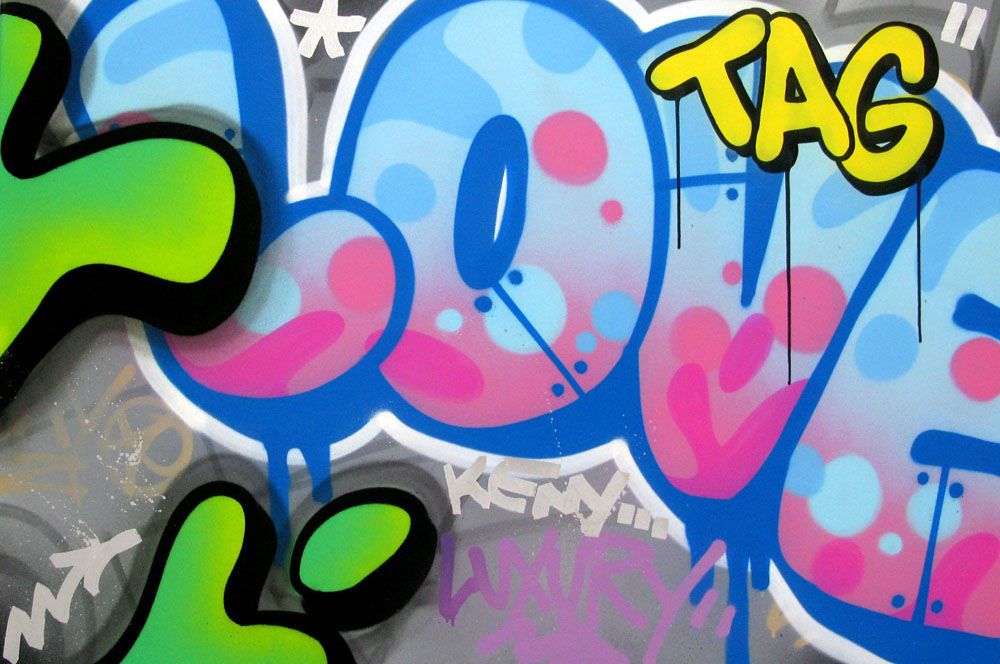 Peinture street art format xxl TAG – KENY – 80 × 120 cm