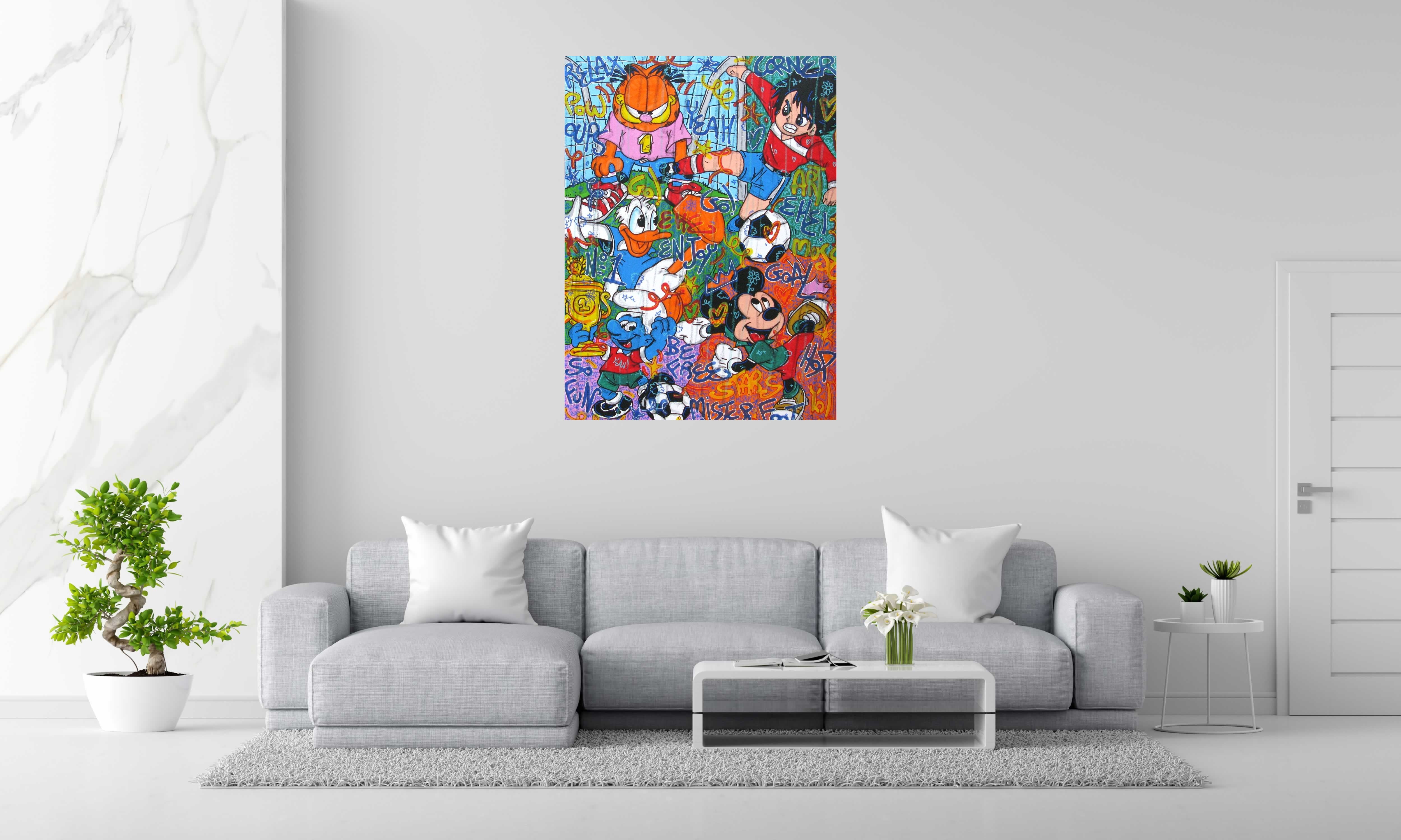Peinture Stars foot de RICO SAB dans un intérieur – 97 × 130 cm