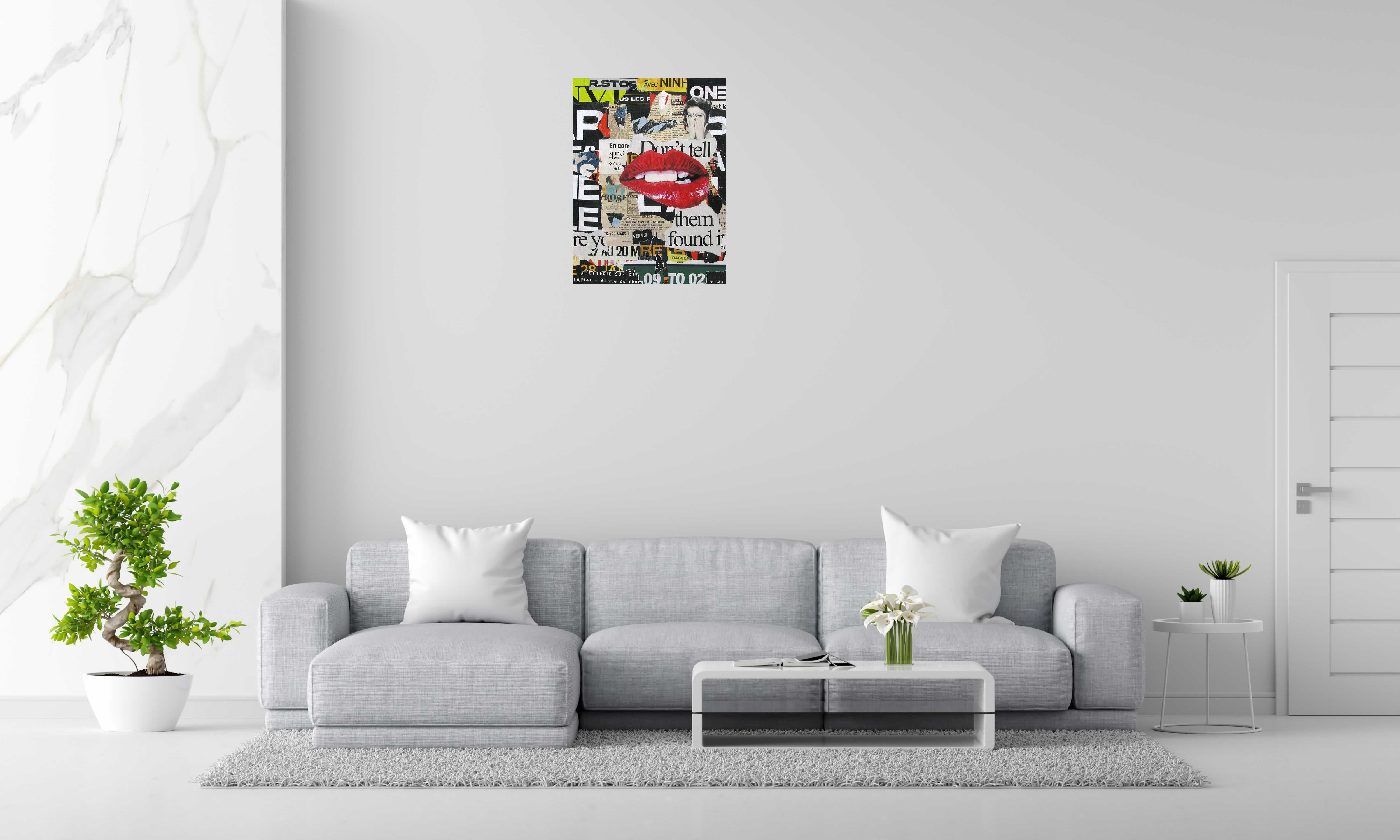 Peinture One more kiss de PODKOL dans un intérieur – 91 × 122 cm