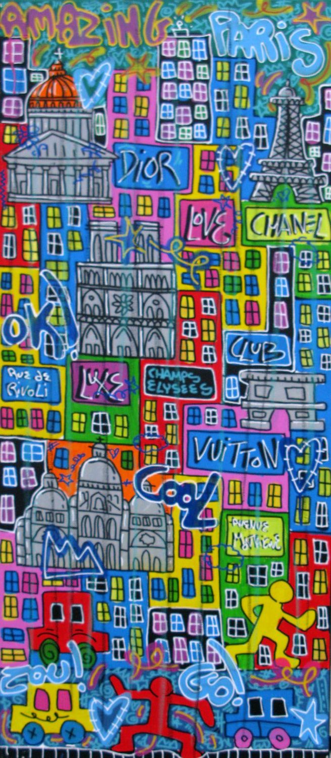 Peinture street art grande taille Amazing Paris – RICO SAB – 50 × 120 cm