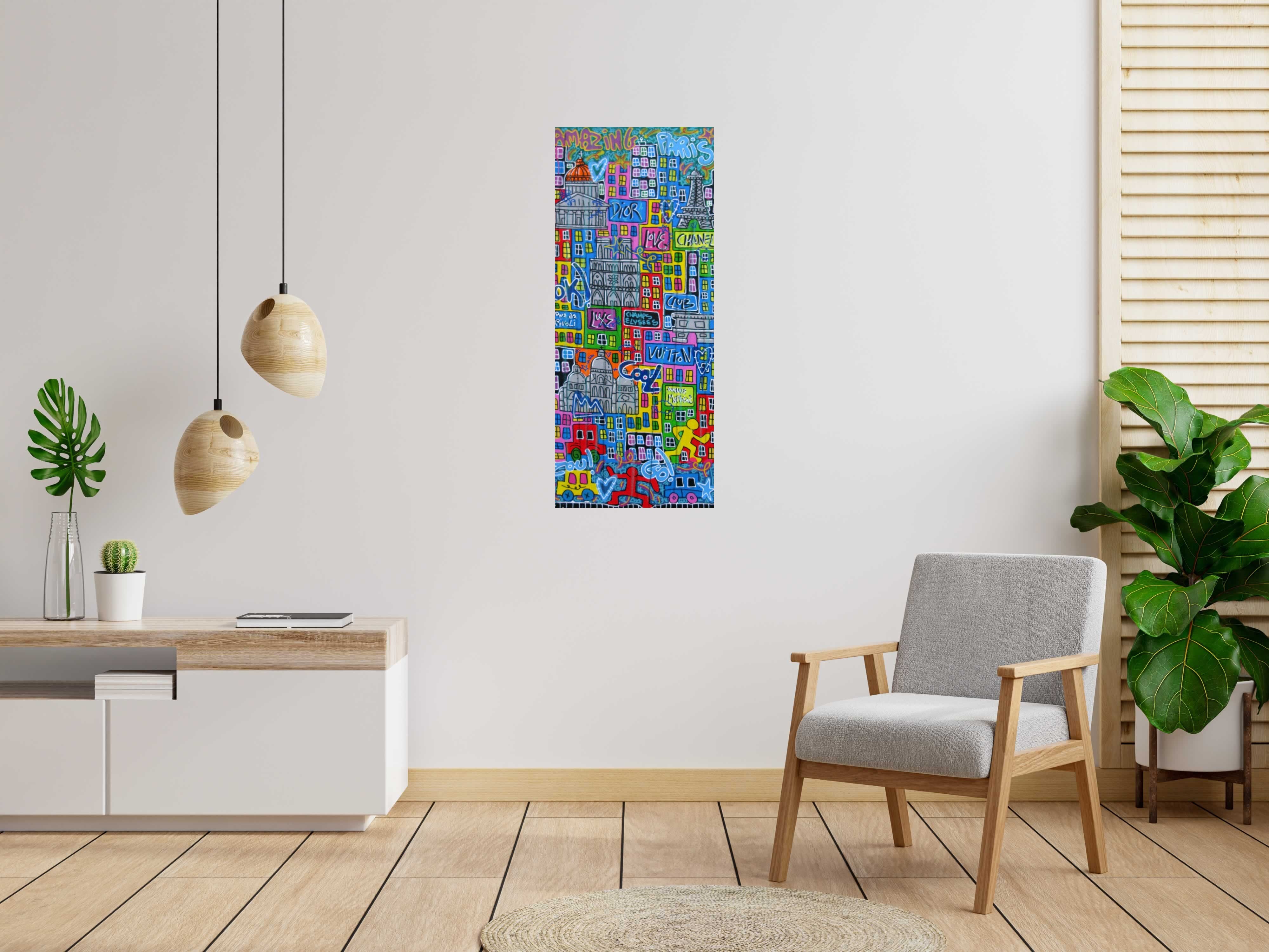 Peinture Amazing Paris de RICO SAB dans un intérieur – 50 × 120 cm