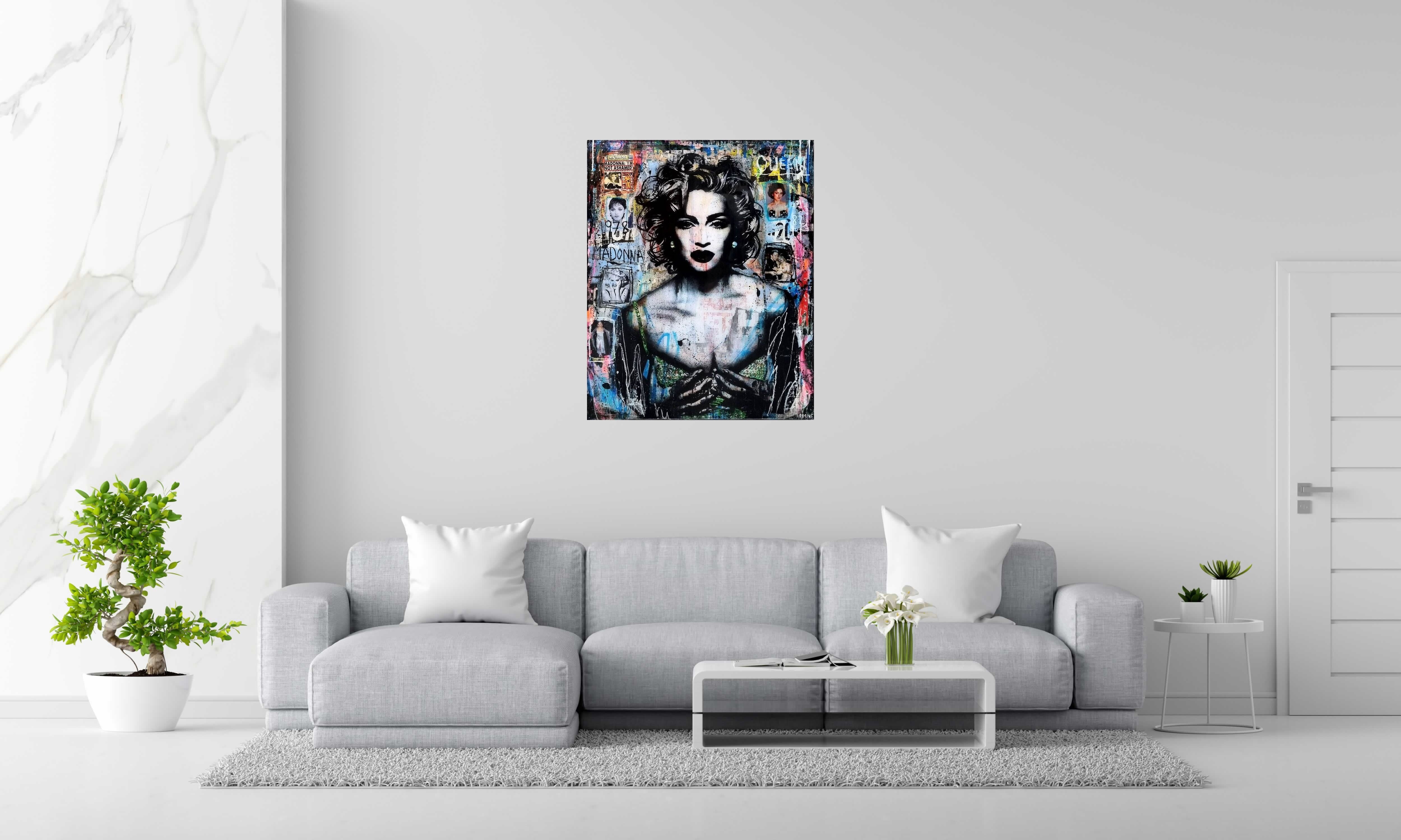 Peinture I'm not ashamed Madonna de THIERRY RASINE dans un intérieur – 81 × 100 cm