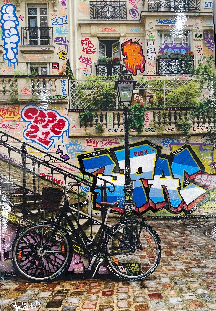 Peinture street art moyen format Paris 3PAC – BLACH – 40 × 60 cm