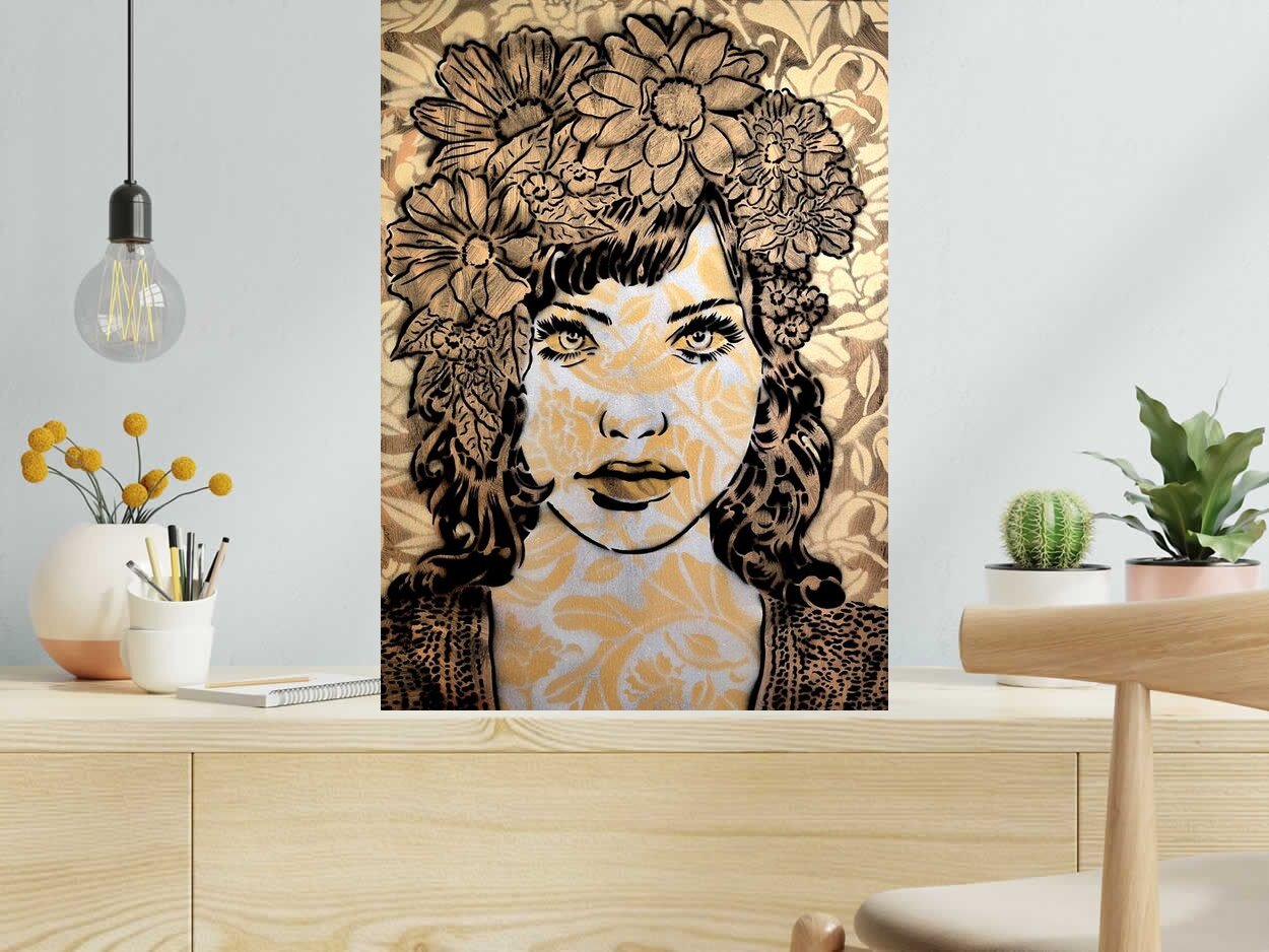 Peinture BRONZE EMPATHY de CHUCK SPERRY dans un intérieur – 50 × 70 cm