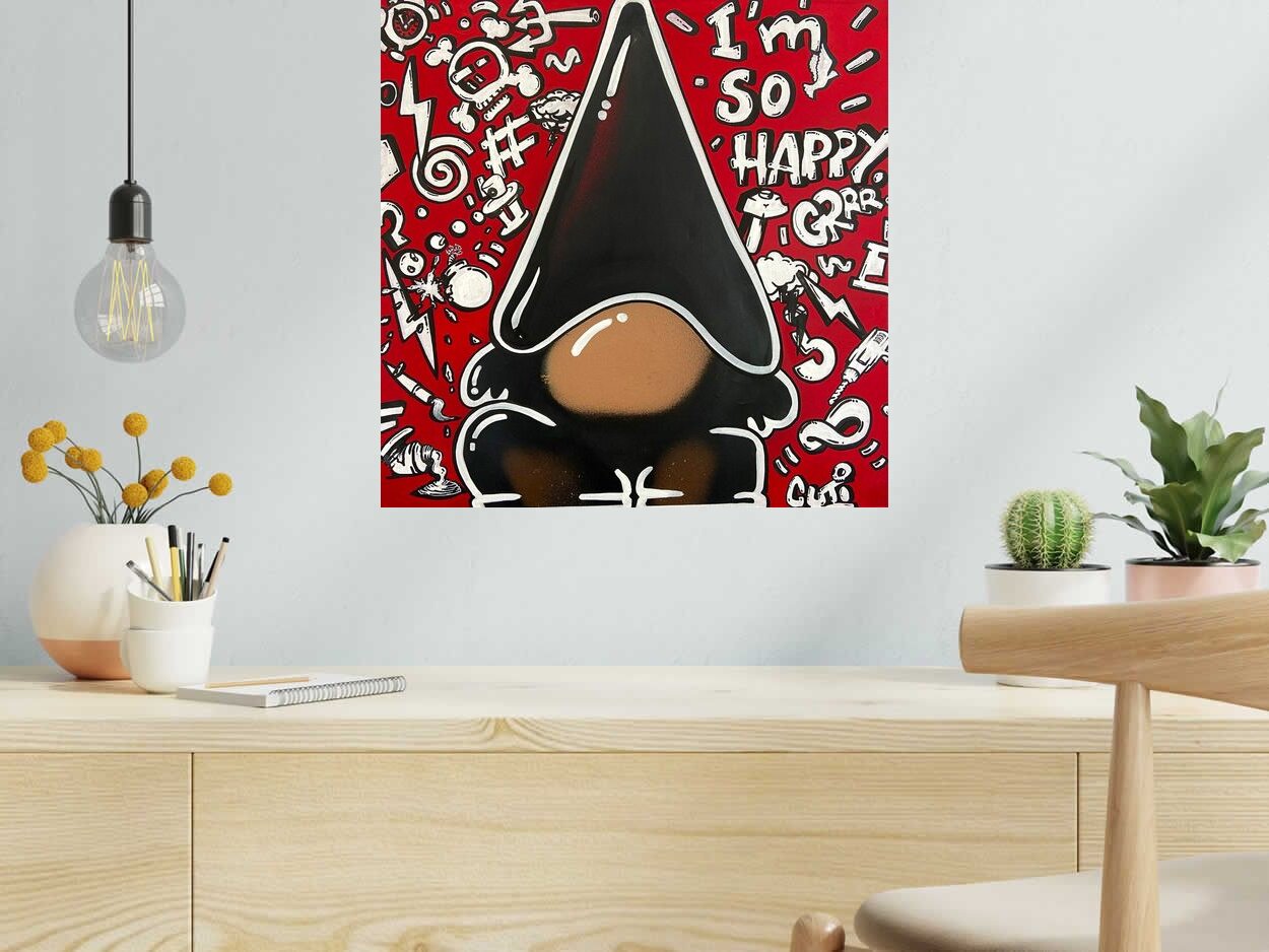 Peinture Grinch de GUTI dans un intérieur – 50 × 50 cm