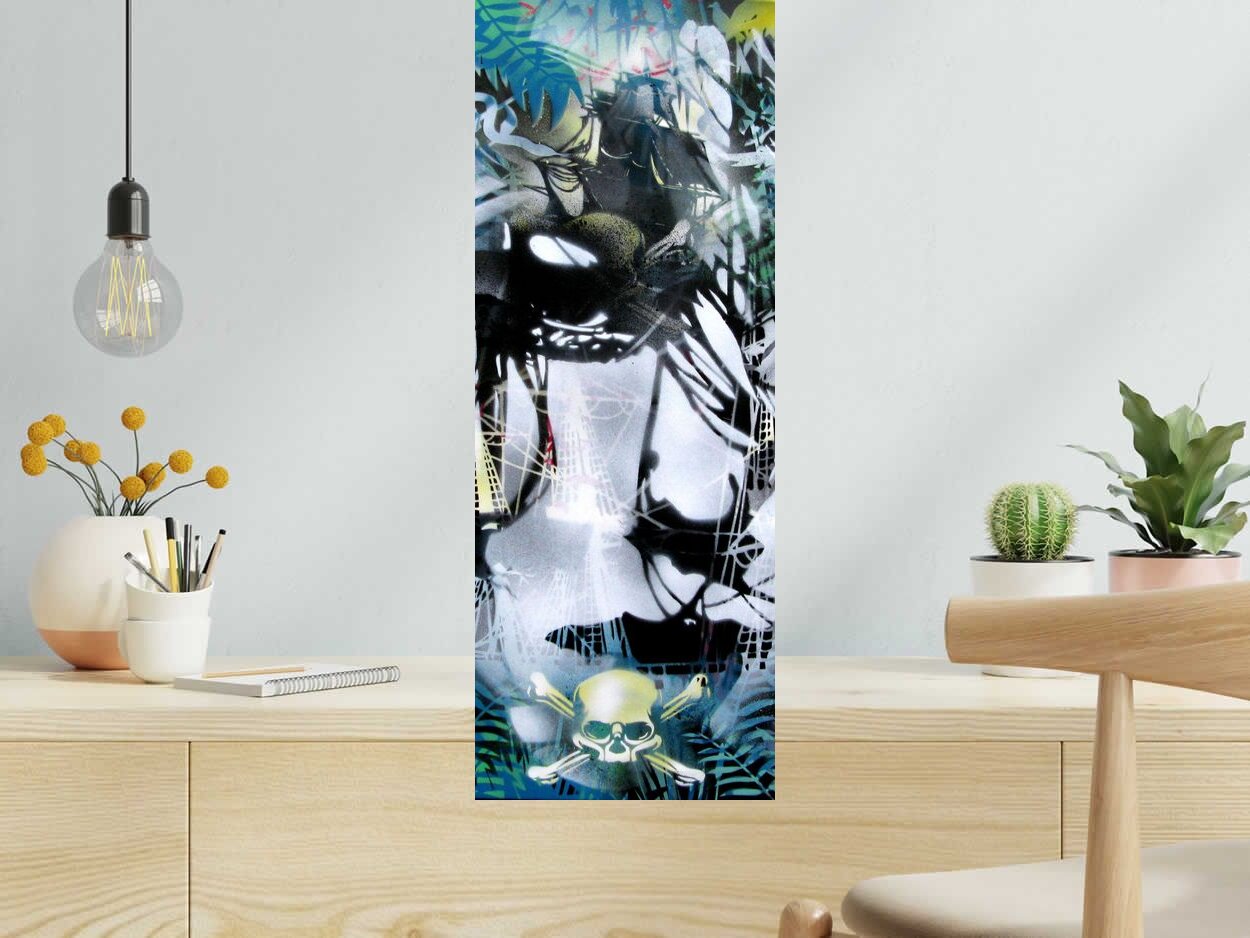 Peinture SANS TITRE de KARO TRASS dans un intérieur – 80 × 30 cm