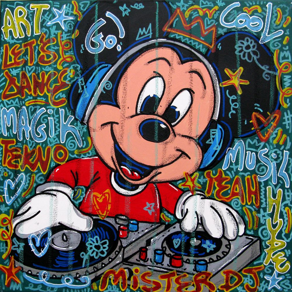 Peinture street art moyen format DJ MM – RICO SAB – 50 × 50 cm