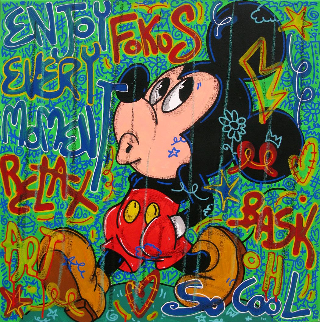 Peinture street art moyen format Enjoy every moment – RICO SAB – 60 × 60 cm