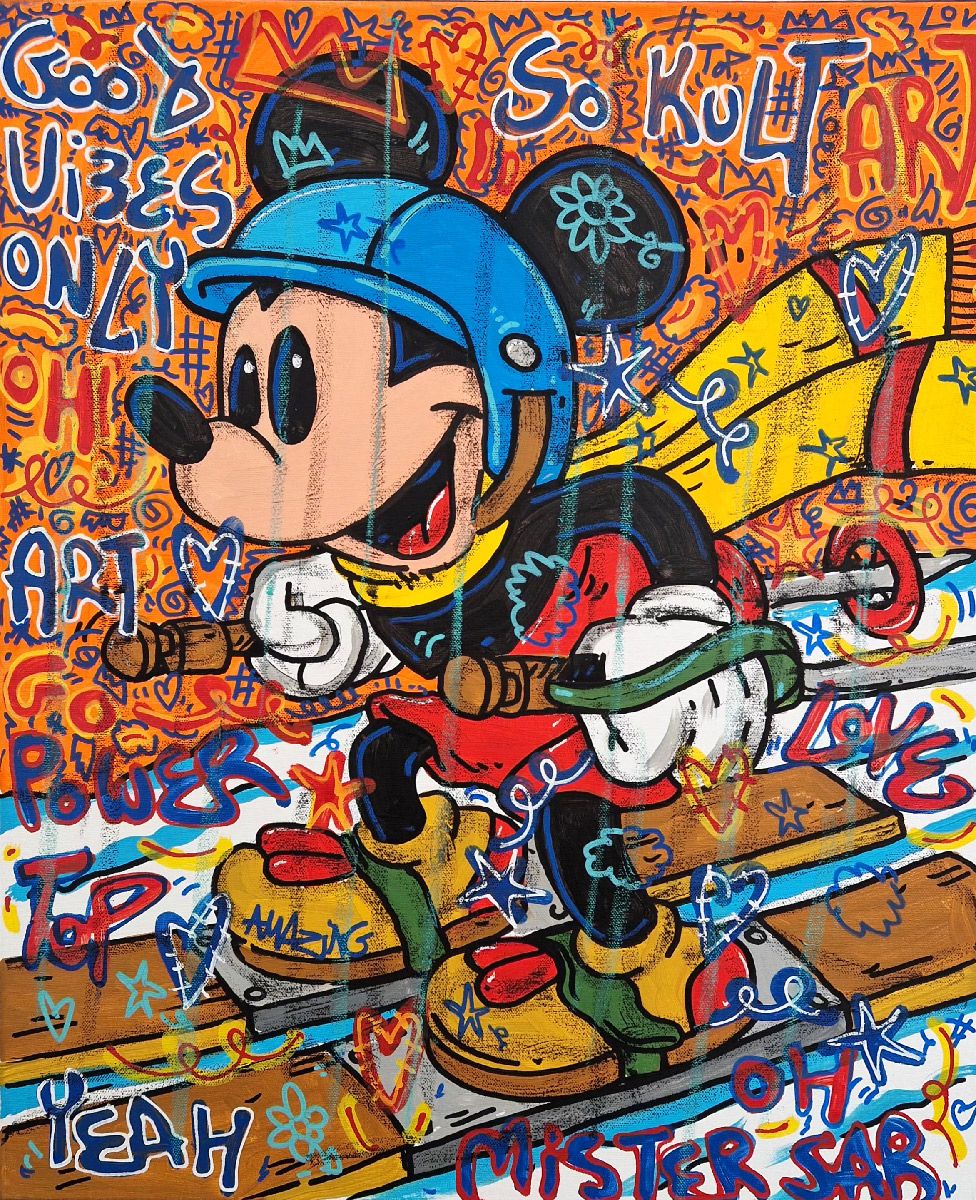 Peinture street art moyen format Good Vibes Only – RICO SAB – 50 × 61 cm