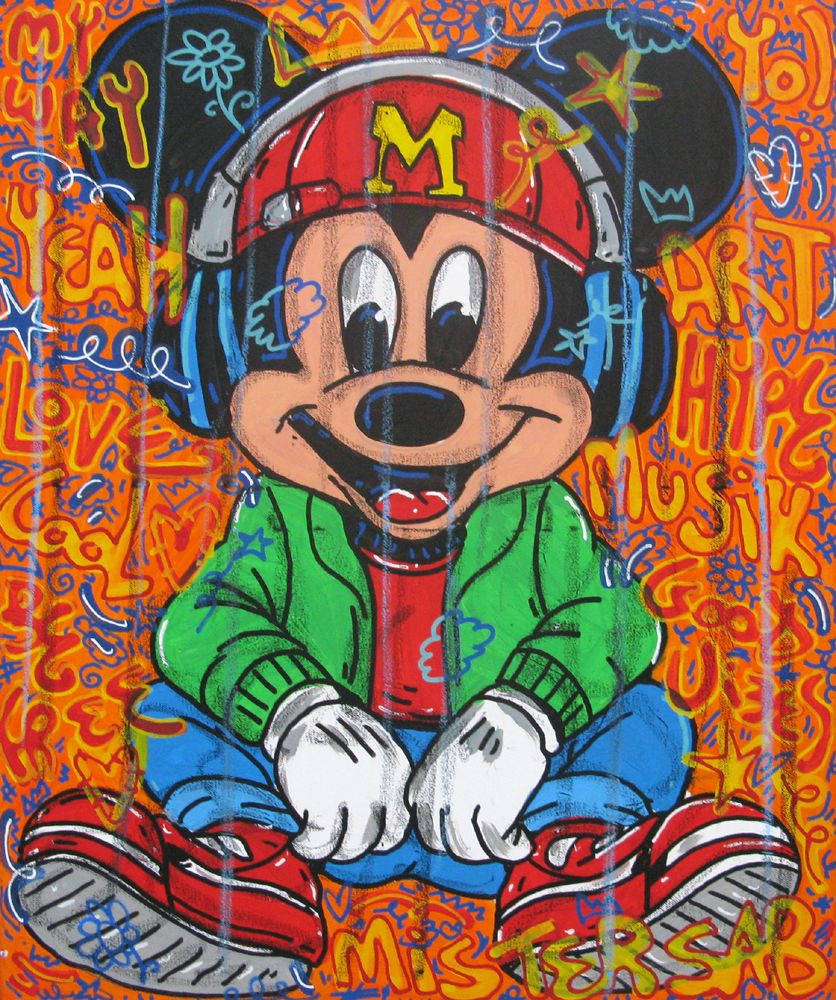 Peinture street art moyen format Musik life – RICO SAB – 50 × 60 cm