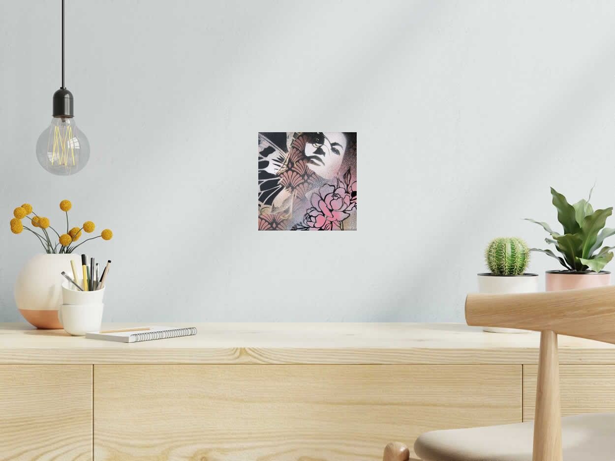 Peinture Clémence de KARO TRASS dans un intérieur – 20 × 20 cm