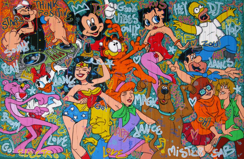 Peinture street art très grand format DJ Popeye are you gonna dance – RICO SAB – 195 × 130 cm