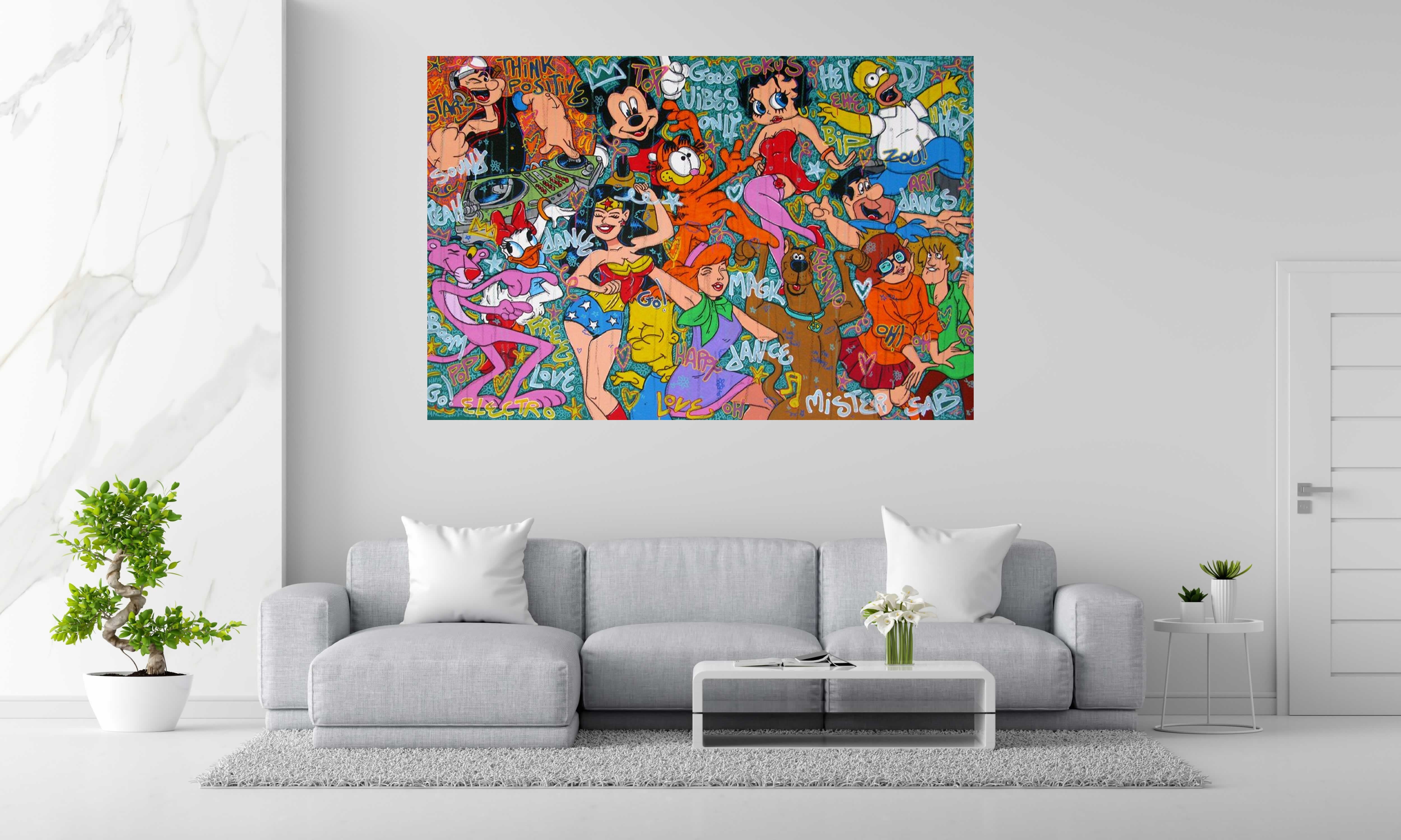 Peinture DJ Popeye are you gonna dance de RICO SAB dans un intérieur – 195 × 130 cm