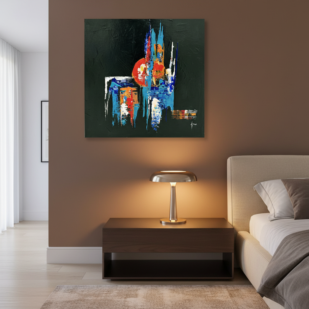 Peinture limite temporaire de FARID AMRAR pour chambre parent moderne – 40 × 40 cm