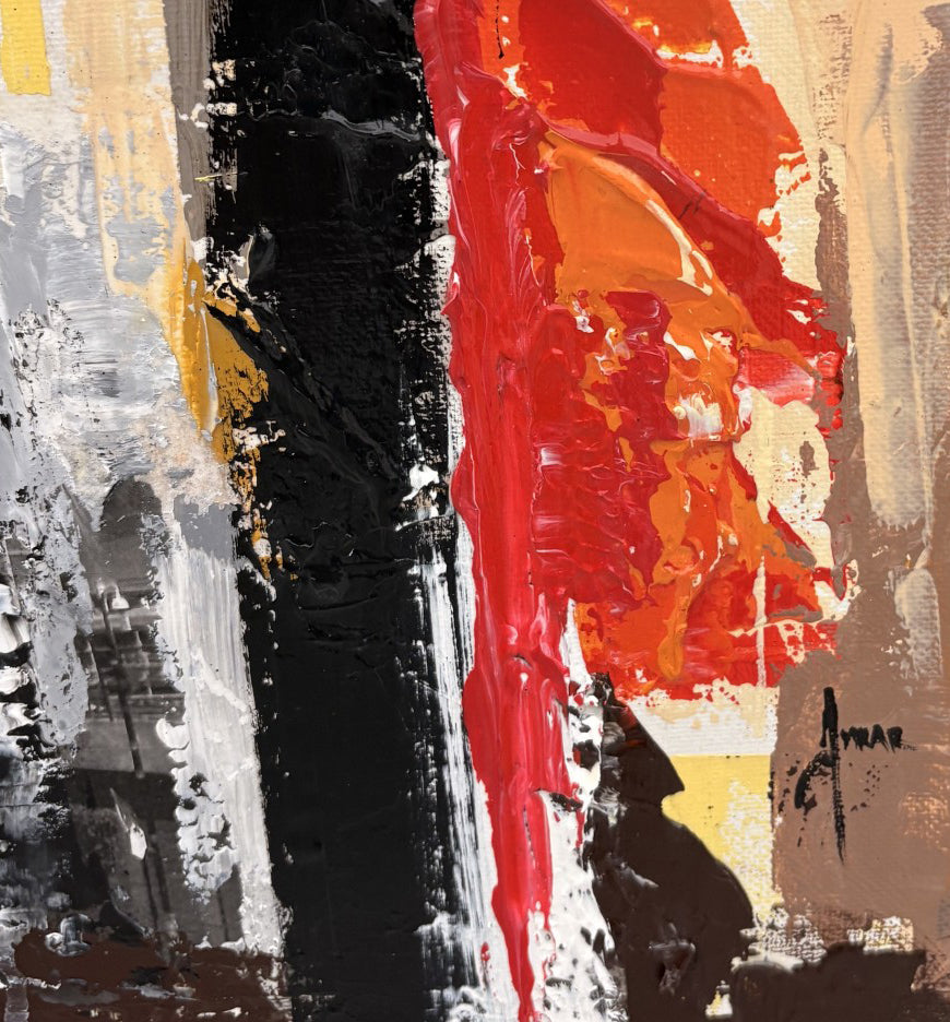 Peinture Regroupement des expressions 4 de FARID AMRAR dans un intérieur – 50 × 50 cm