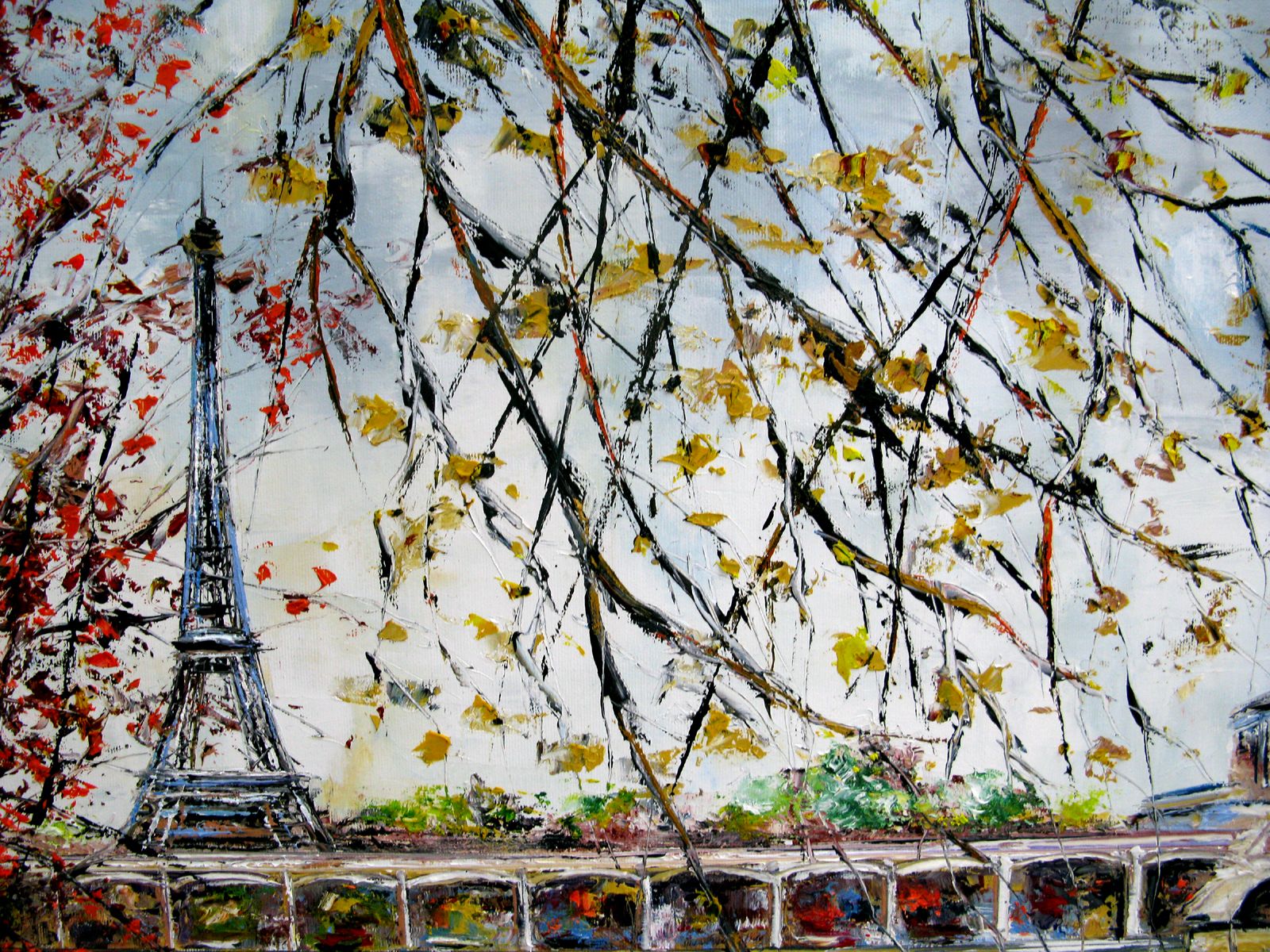 Tableau de PHIL a pour titre Iles aux cygnes style figuratif dim : PHILprix:450