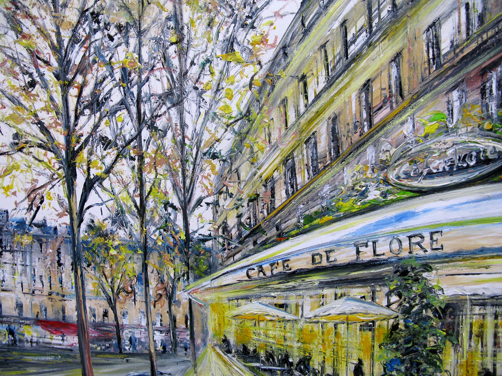 Tableau de PHIL a pour titre Le cafe de flore style figuratif dim : PHILprix:550