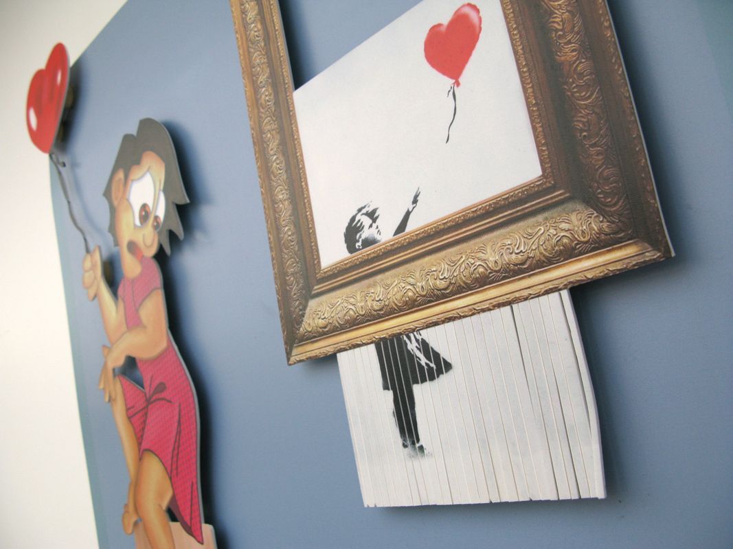 Tableau de L'ARTISTE PITRE a pour titre Pitre Vs Banksy style figuratif, graphique dim : L'ARTISTE PITREprix:600