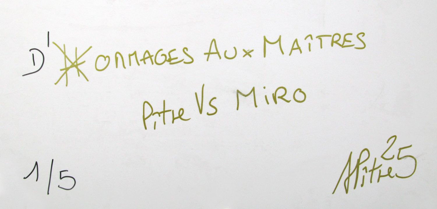 Tableau de L'ARTISTE PITRE a pour titre Pitre Vs Miro style figuratif, graphique dim : L'ARTISTE PITREprix:600