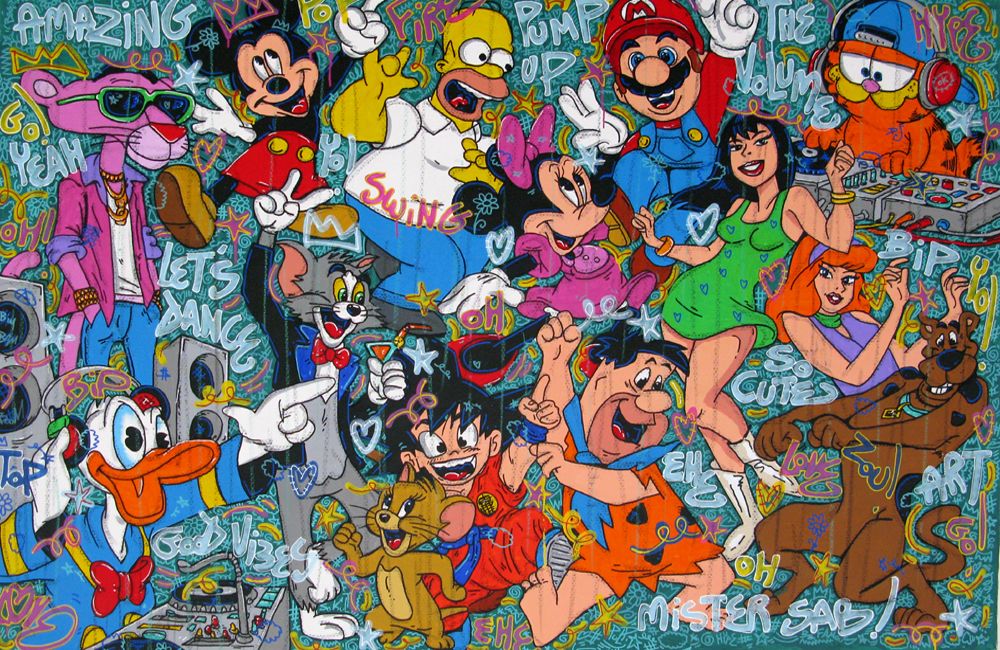 Tableau de RICO SAB a pour titre Pump up the volume style street pop art, street art dim : RICO SABprix:2200