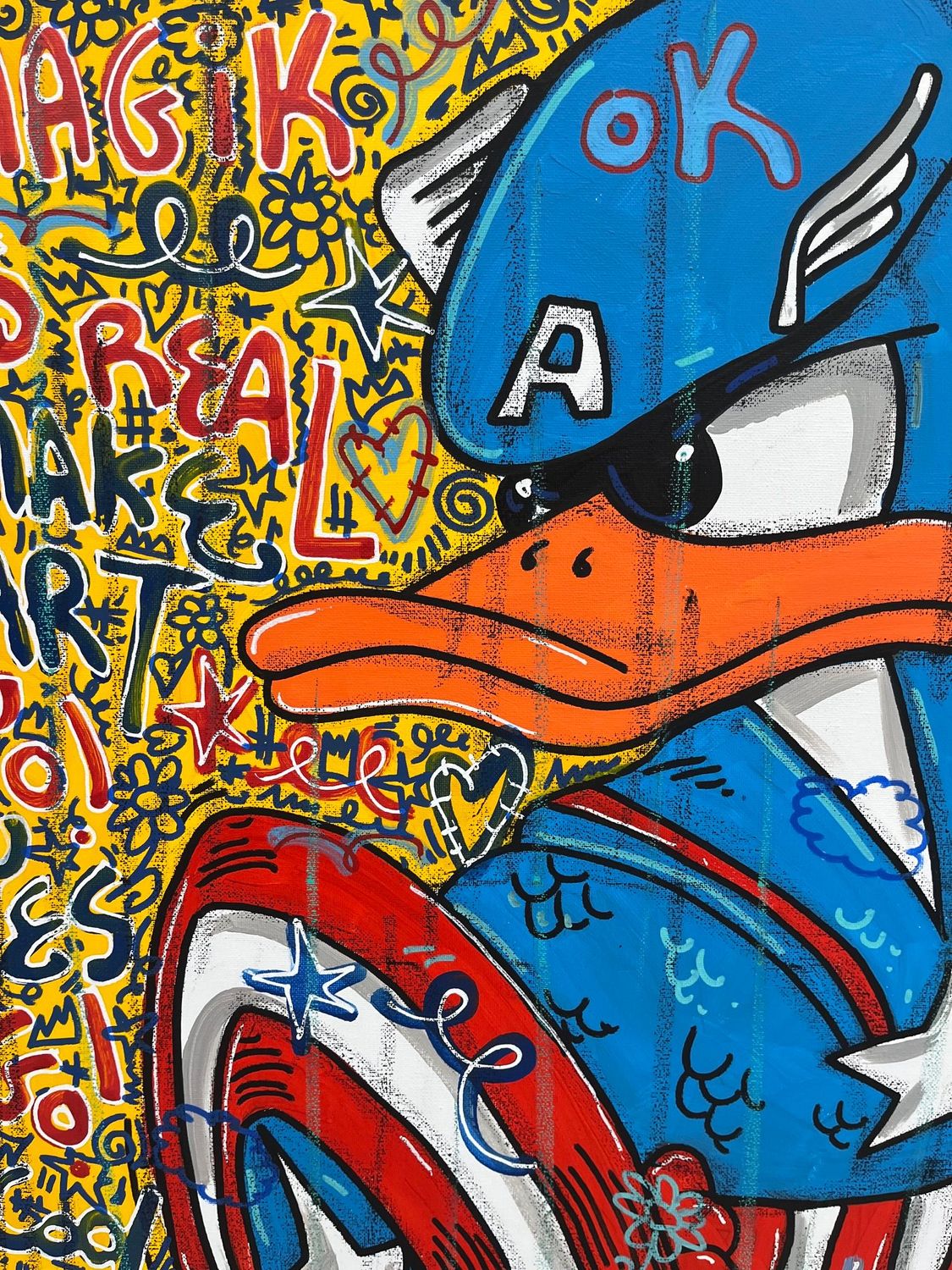 Tableau de RICO SAB a pour titre Radiate Positive style street pop art dim : RICO SABprix:450