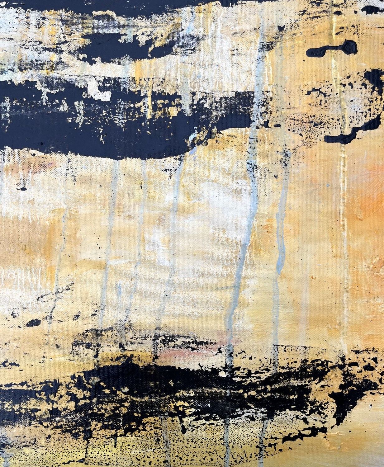 Tableau de PASCALE JACQUEMOND a pour titre Sables ocres noirs style abstrait dim : PASCALE JACQUEMONDprix:350
