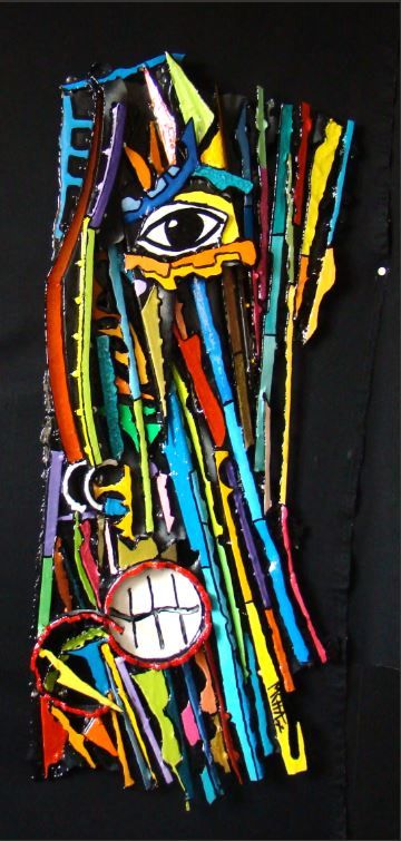 Sculpture figuratif moyen format J’accroche la lumiere – MICHADU – 42 × 102 cm