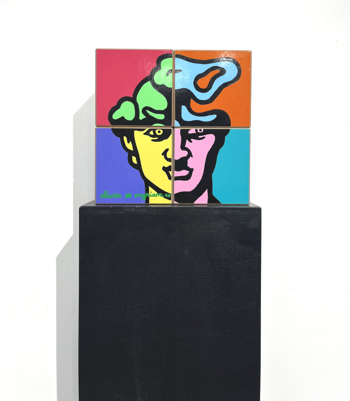 Sculpture personnage célèbre moyen format David – MOUSTACHE BLEUE – 112 × 30 cm