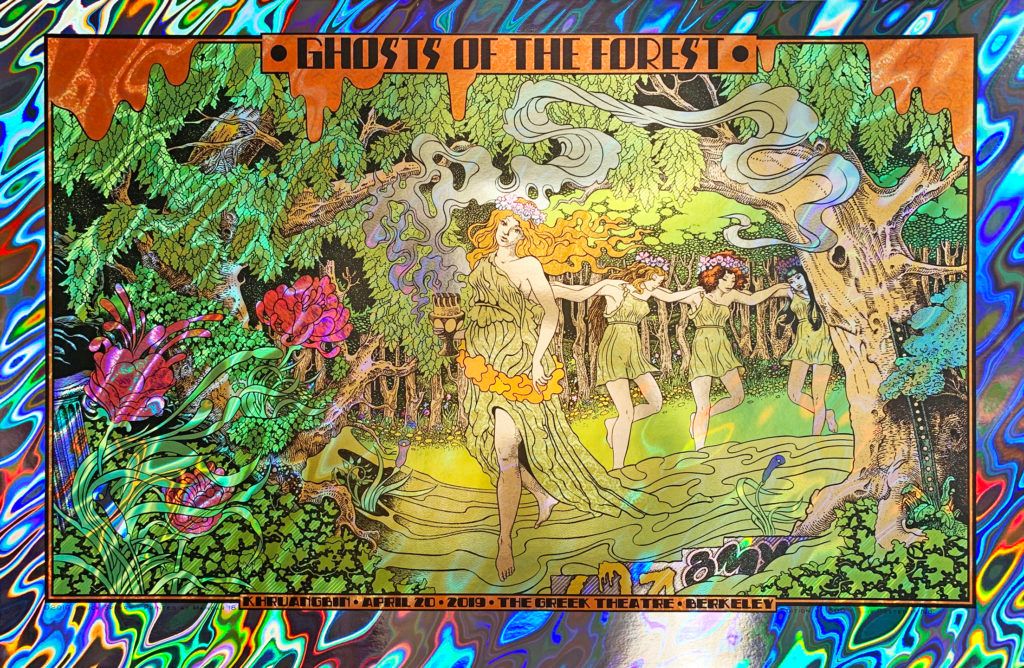 Serigraphie figuratif moyen format GHOSTS OF THE FOREST lava AP – CHUCK SPERRY – 52 × 89 cm