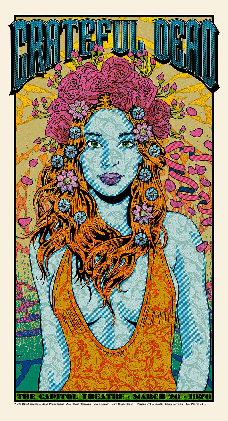 Serigraphie figuratif moyen format GRATEFUL DEAD regular AP – CHUCK SPERRY – 88 × 50 cm