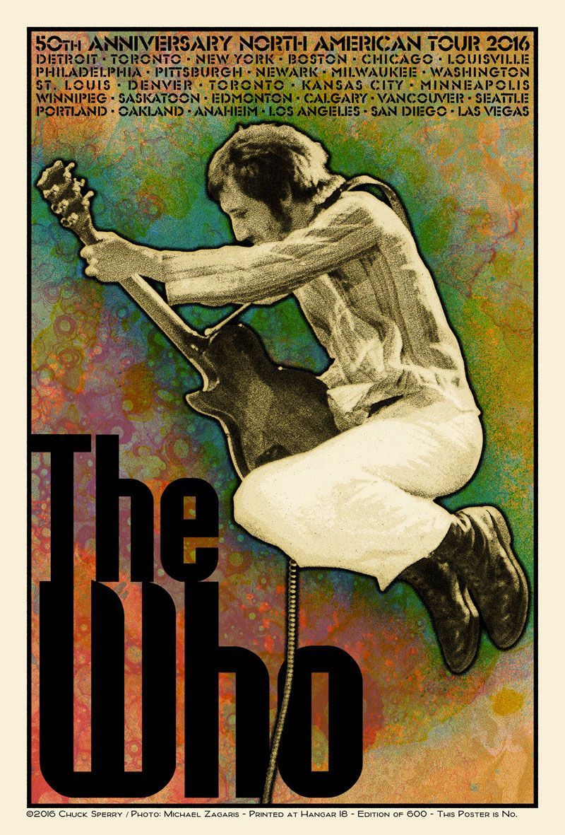 Serigraphie figuratif moyen format THE WHO NORTH AMERICA TOUR AP – CHUCK SPERRY – 53 × 79 cm