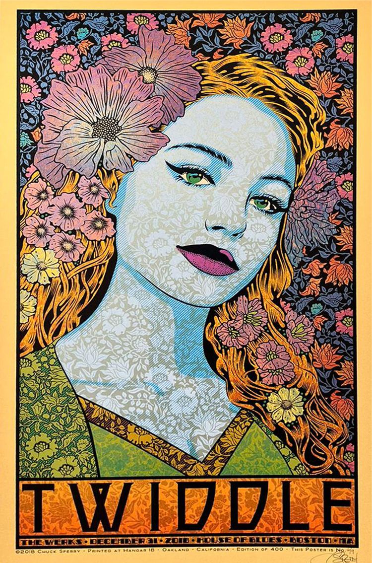 Serigraphie figuratif moyen format TWIDDLE 2018 gold – CHUCK SPERRY – 89 × 52 cm