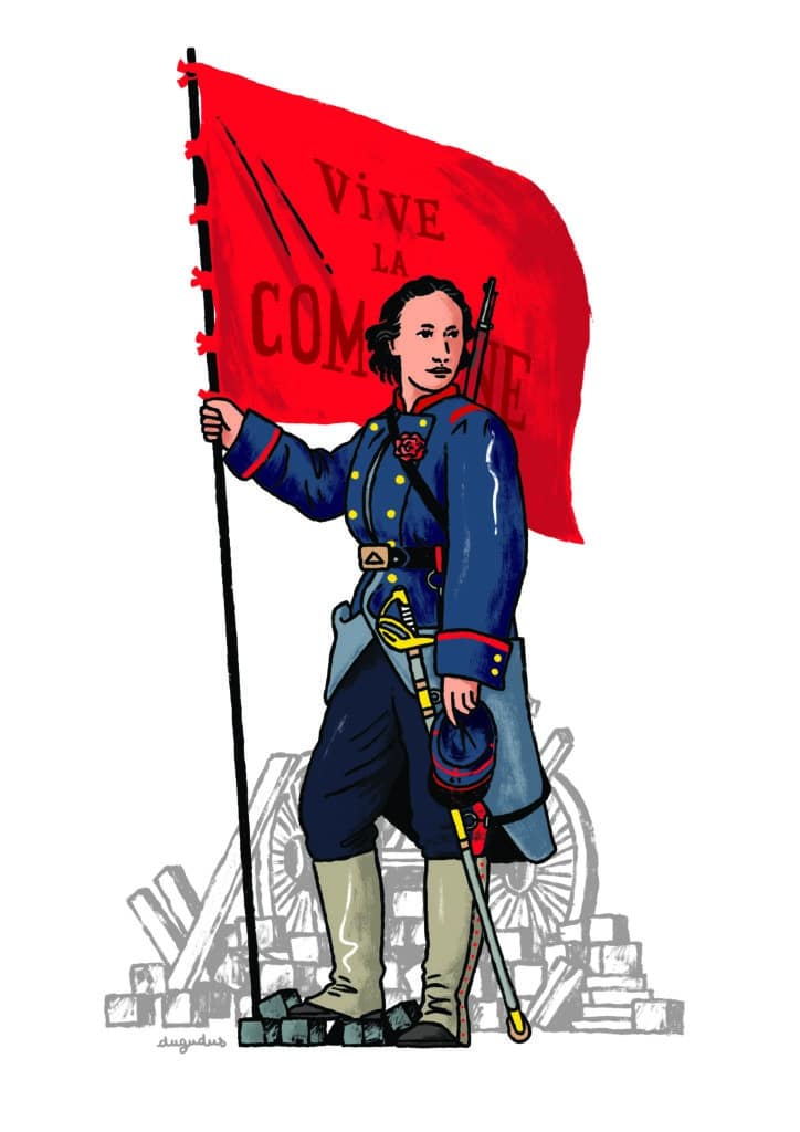 Serigraphie graphique petit format bleu Vive la commune – DUGUDUS – 21 × 29 cm