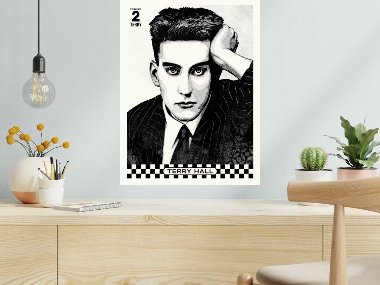 Serigraphie Terry hall Tribute de OBEY : SHEPARD FAIREY dans un intérieur – 46 × 61 cm